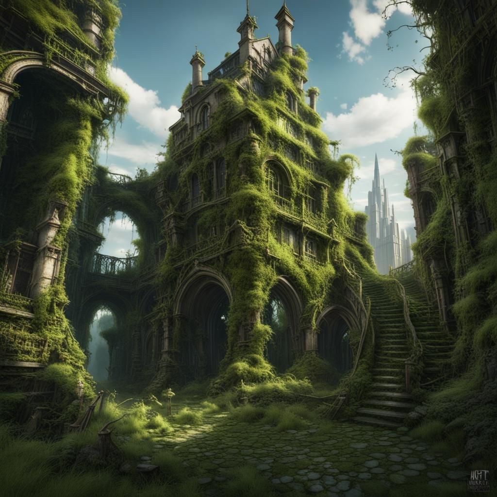 Overgrown City: Detailed Matte Painting