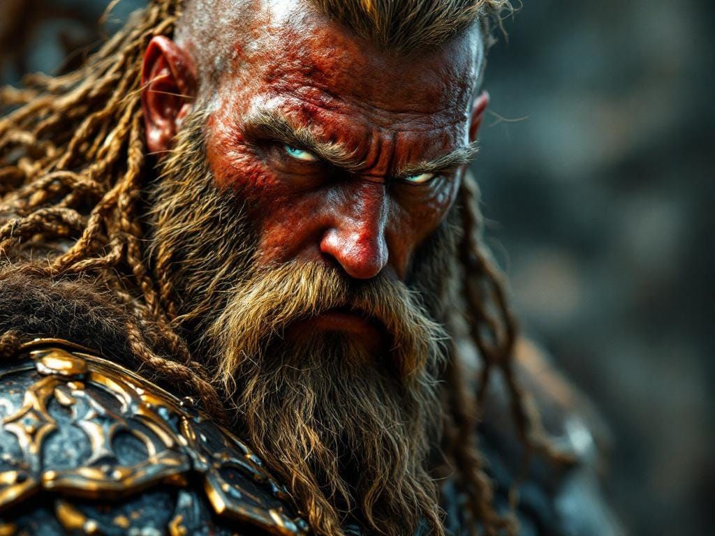 Viking Warrior in Golden Armor: Fantasy Art