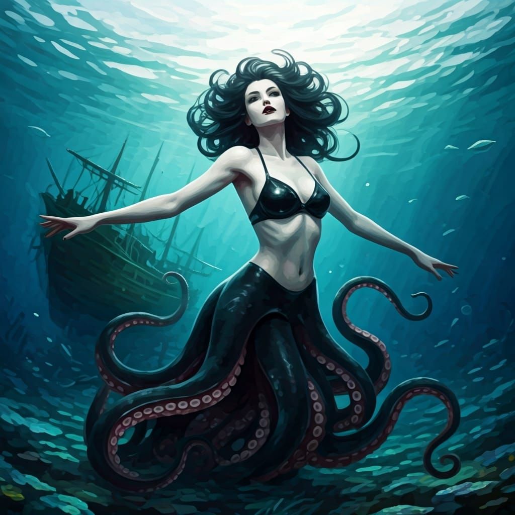 Cecaelia in the Style of Art Nouveau