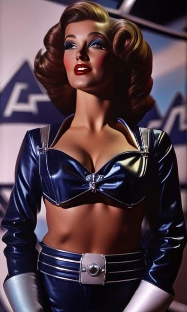 Retro Sci-Fi Space Girl in Vargas Style