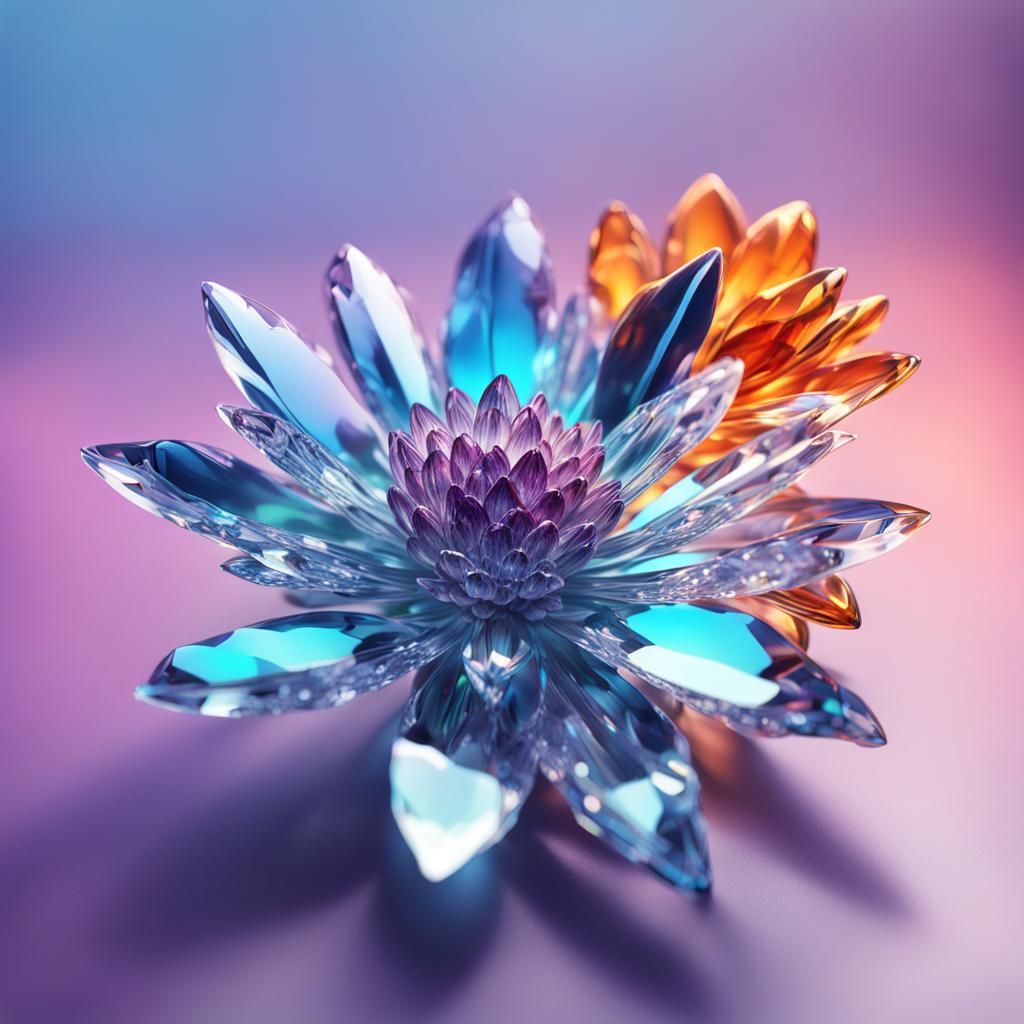 Crystal Flower in Hyperrealistic Splash Art