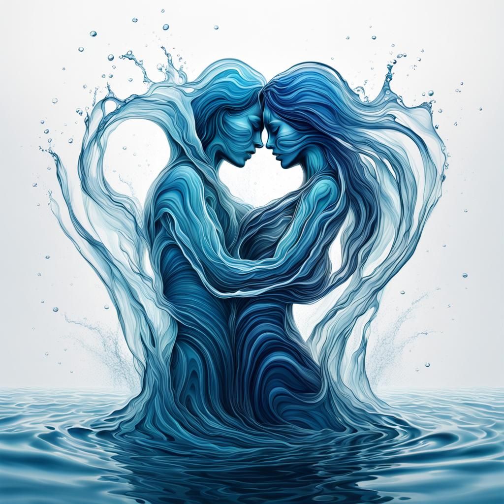 Abstract Water Couple: Dynamic Splash Art