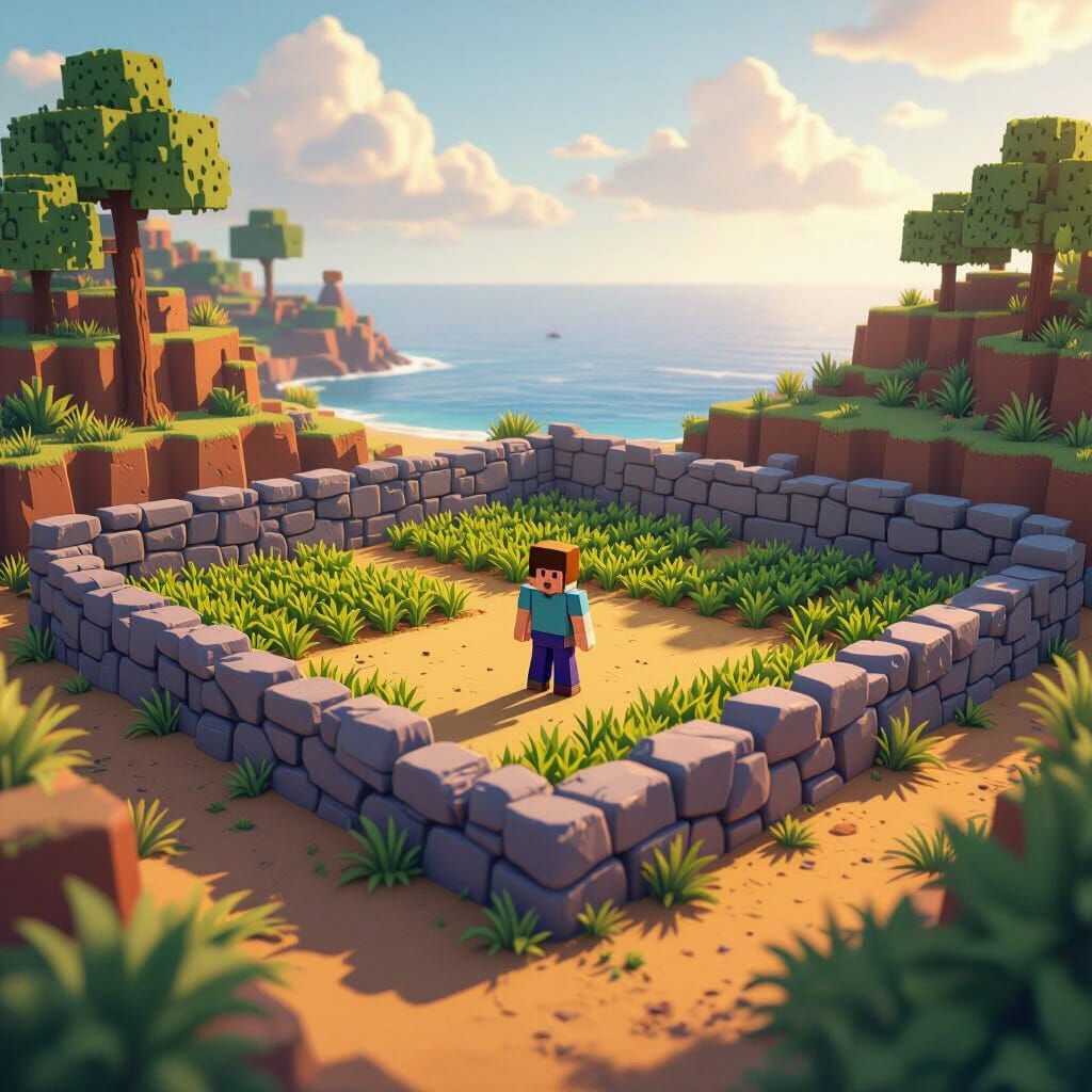 Roblox Farming Plot on Isolated Island, Digital Art