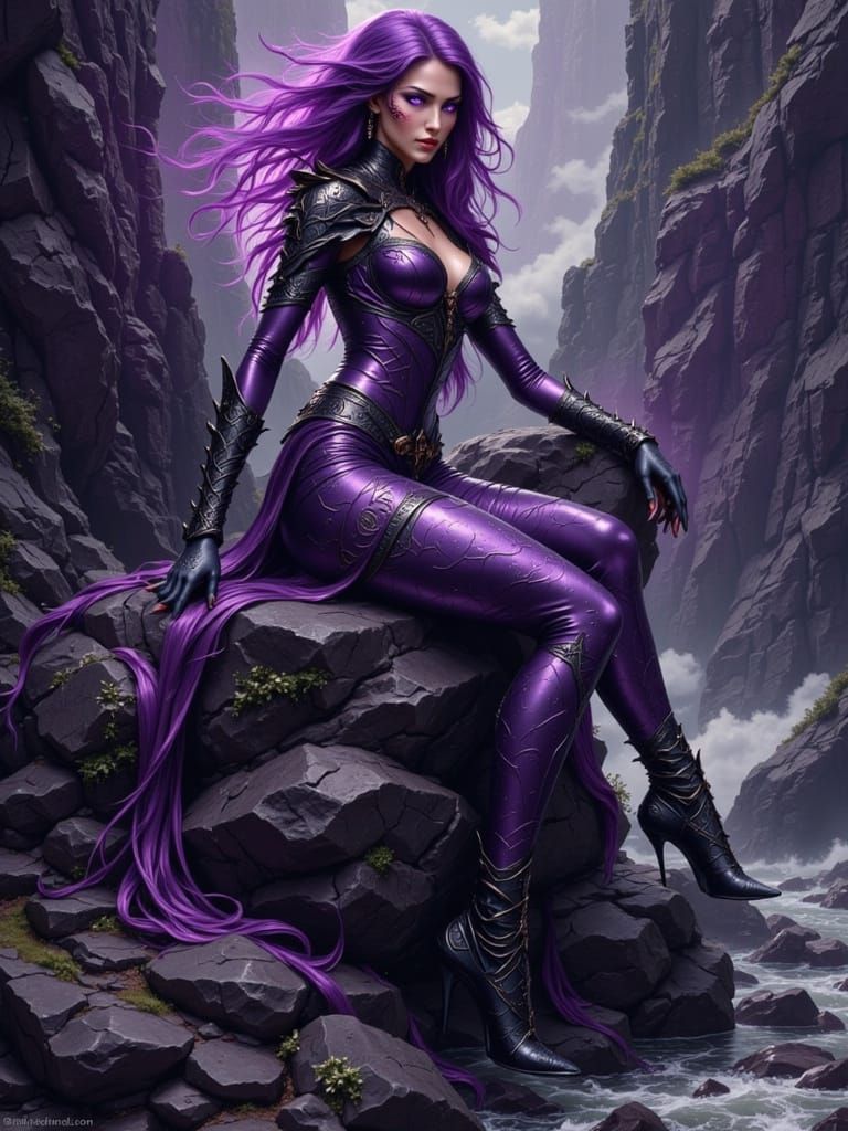 Dark Fantasy Tiefling Woman with Glowing Runes