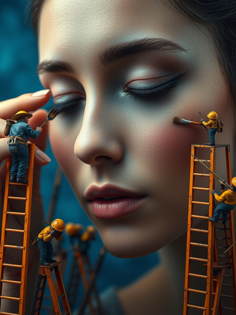 Makeup Applied by Tiny Workers in Fantasy Portrait