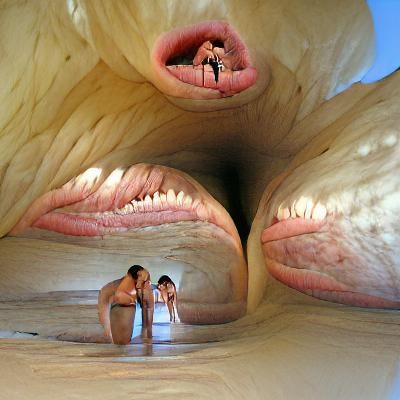 Nude Figures in a Gigantic Mouth