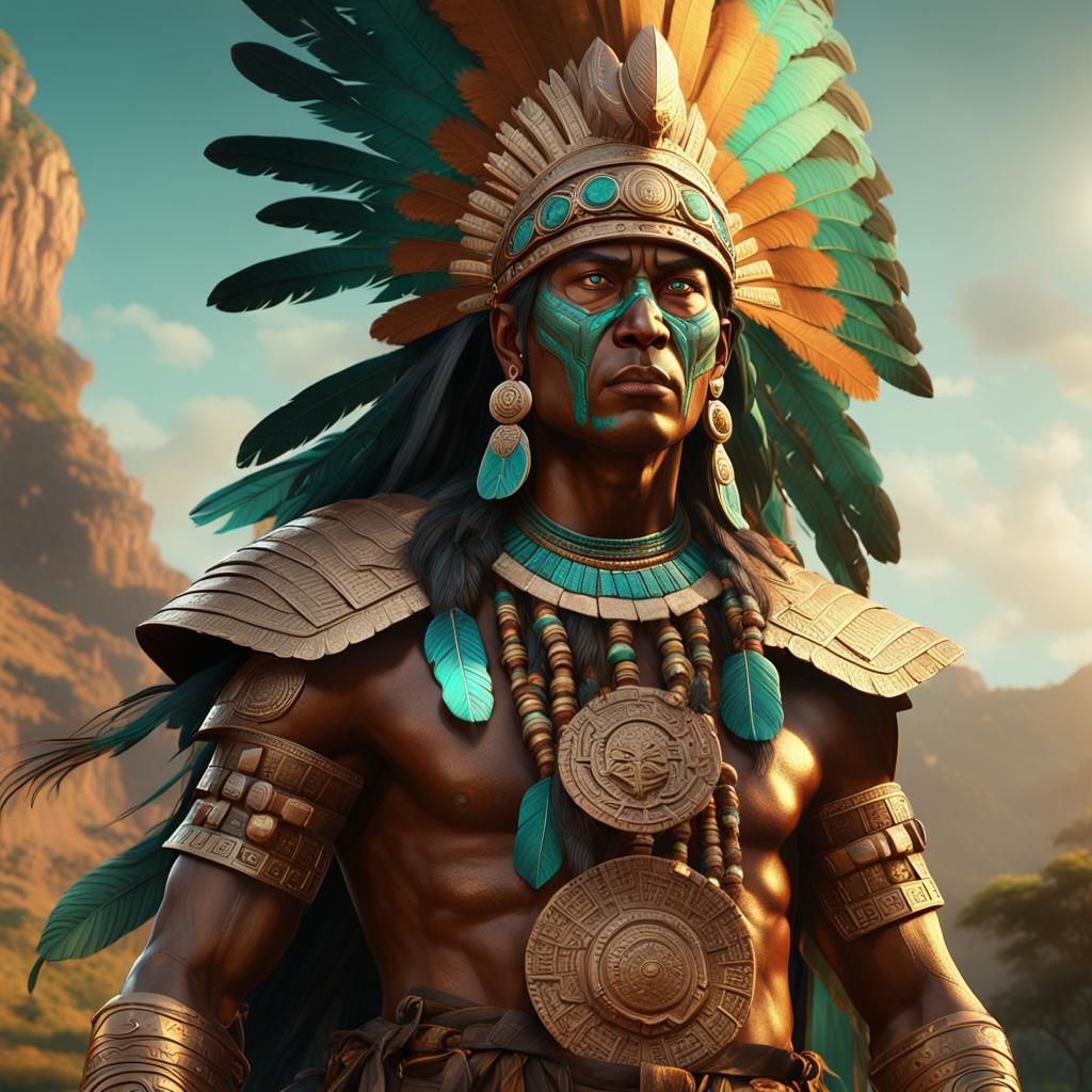 Pre-Columbian Copper-Skinned Warrior: Digital Matte Painting