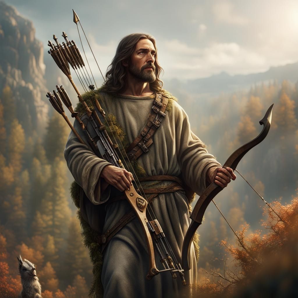 Jesus Christ, Camouflage Hunter: Detailed Matte Painting