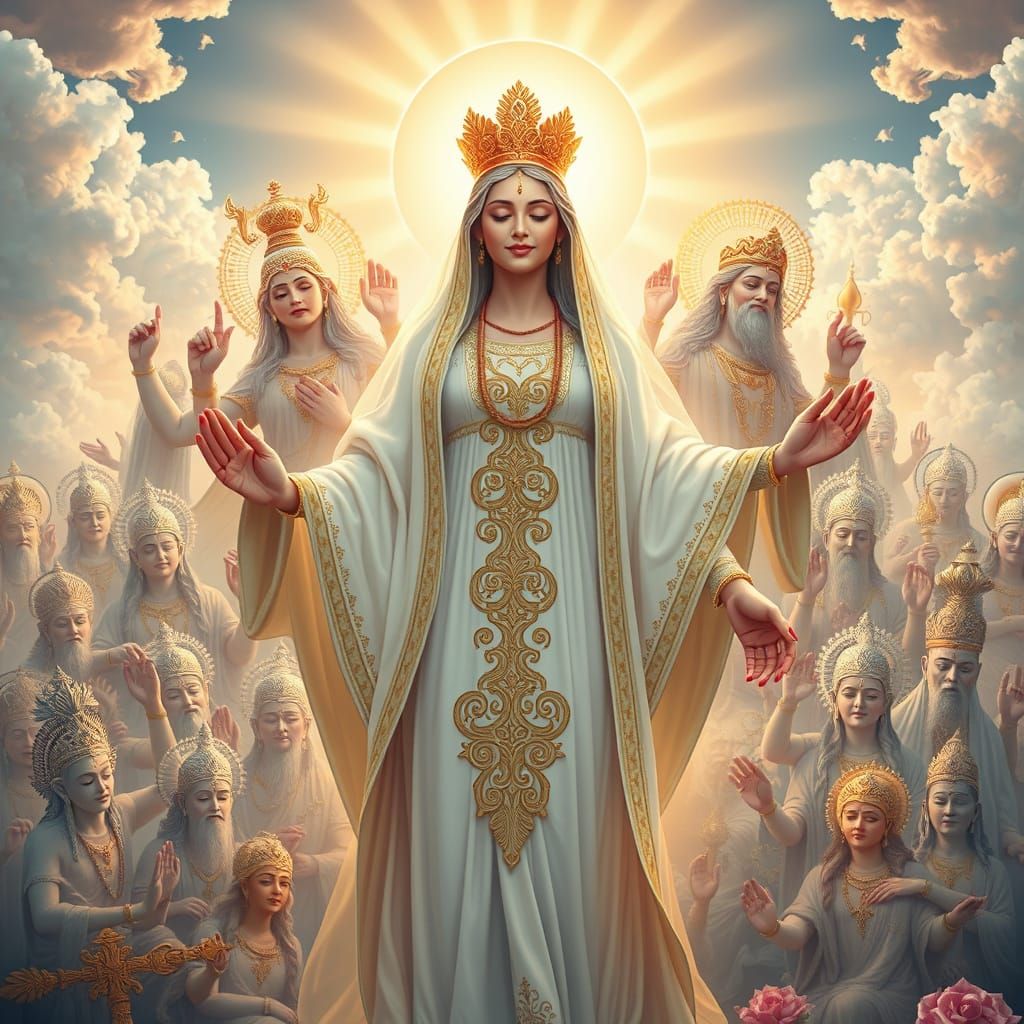 Divine Mother Goddess in Heavenly Atmosphere