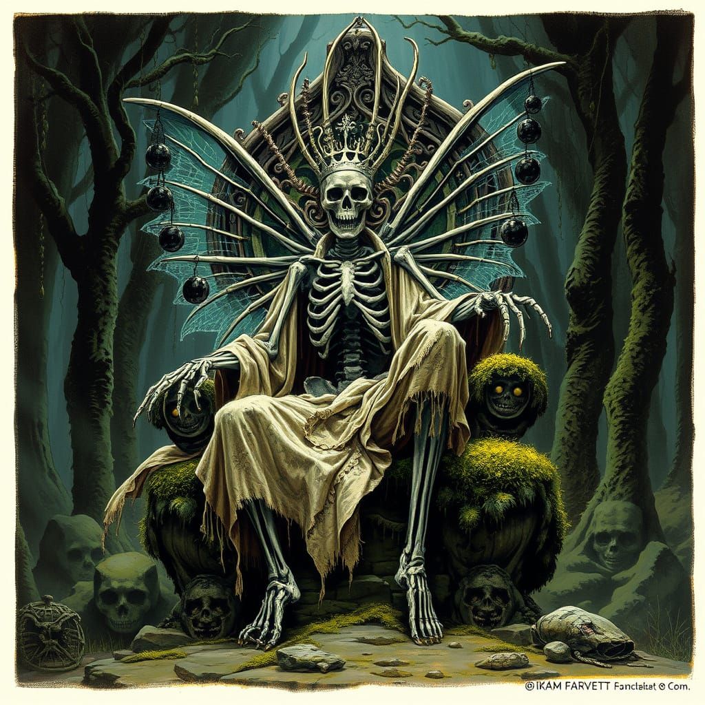 Undead Fairy King Skeleton on Throne