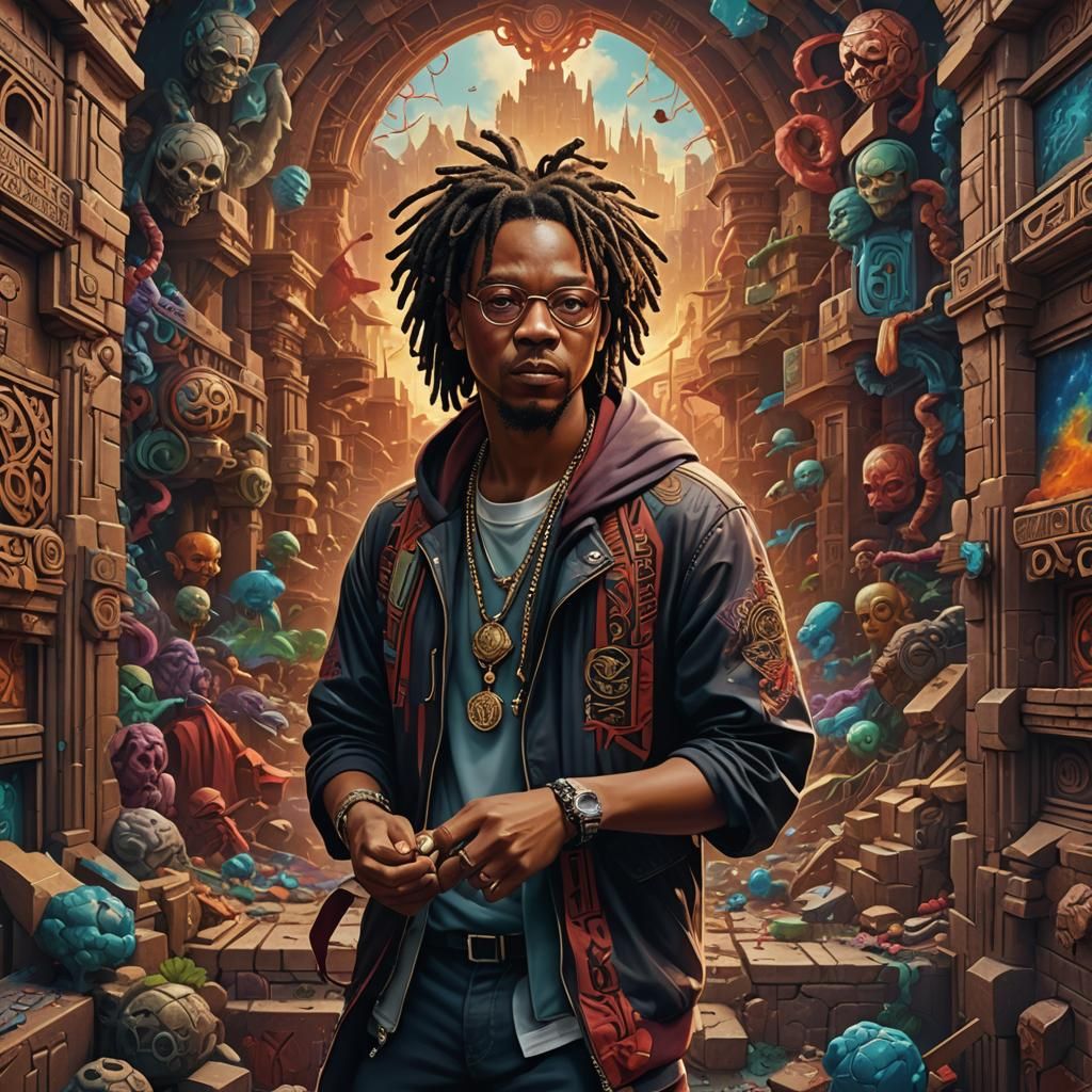 Lupe Fiasco Mural in Detailed Matte Painting Style