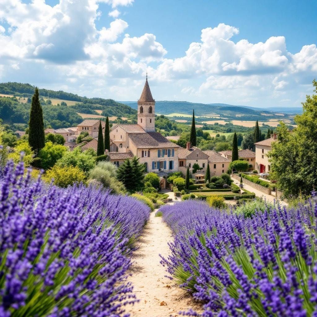 Lavender Fields in Provence on a Summer Day