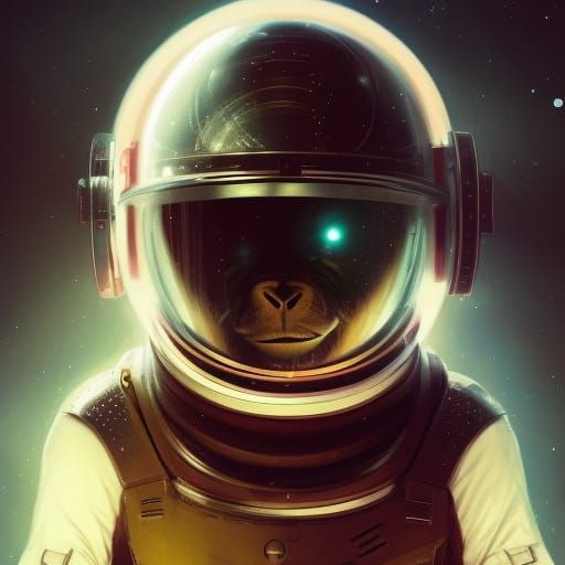 Monkey Astronaut in Dark Fantasy Style