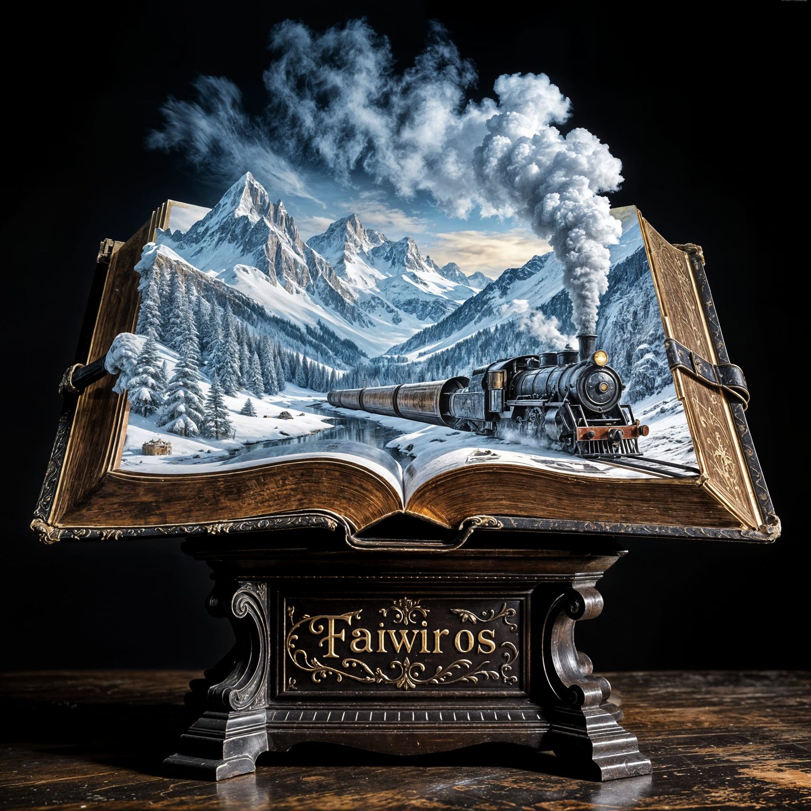 Ancient Spellbook Unleashes Winter Landscape with Vintage St...