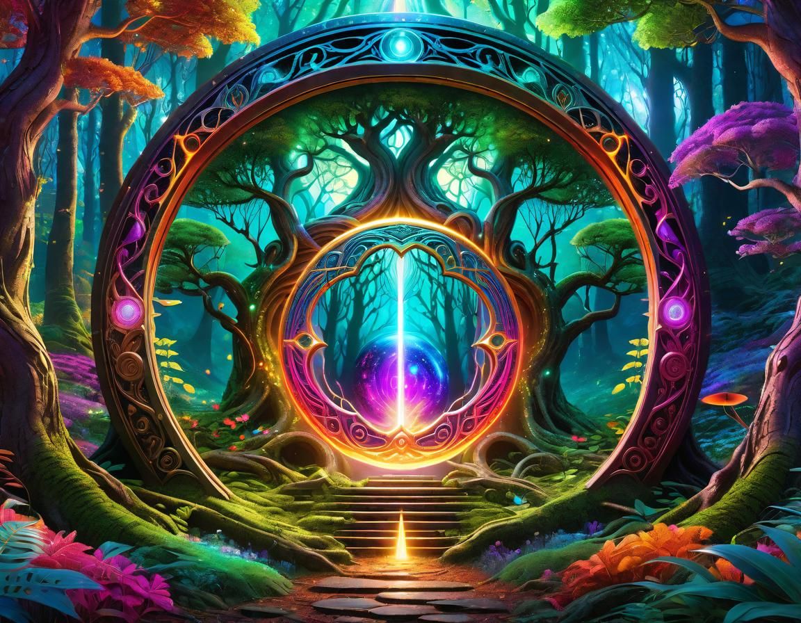 Magic Portal in Enchanted Forest Illustration