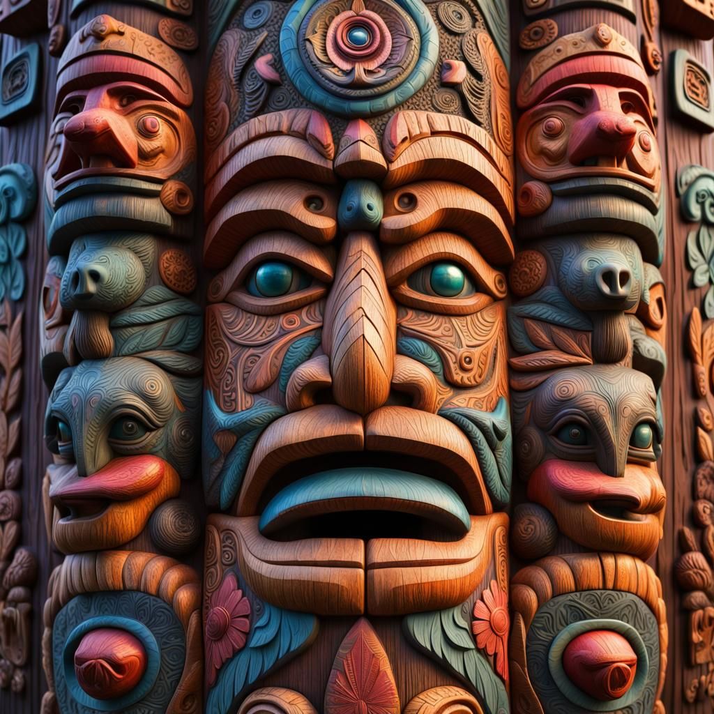 Mighty Native Animal Spirit Wooden Totem!!