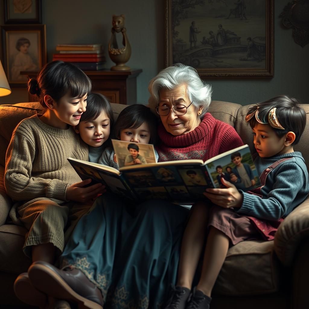 Grandmother Sharing Family History: Matte Painting
