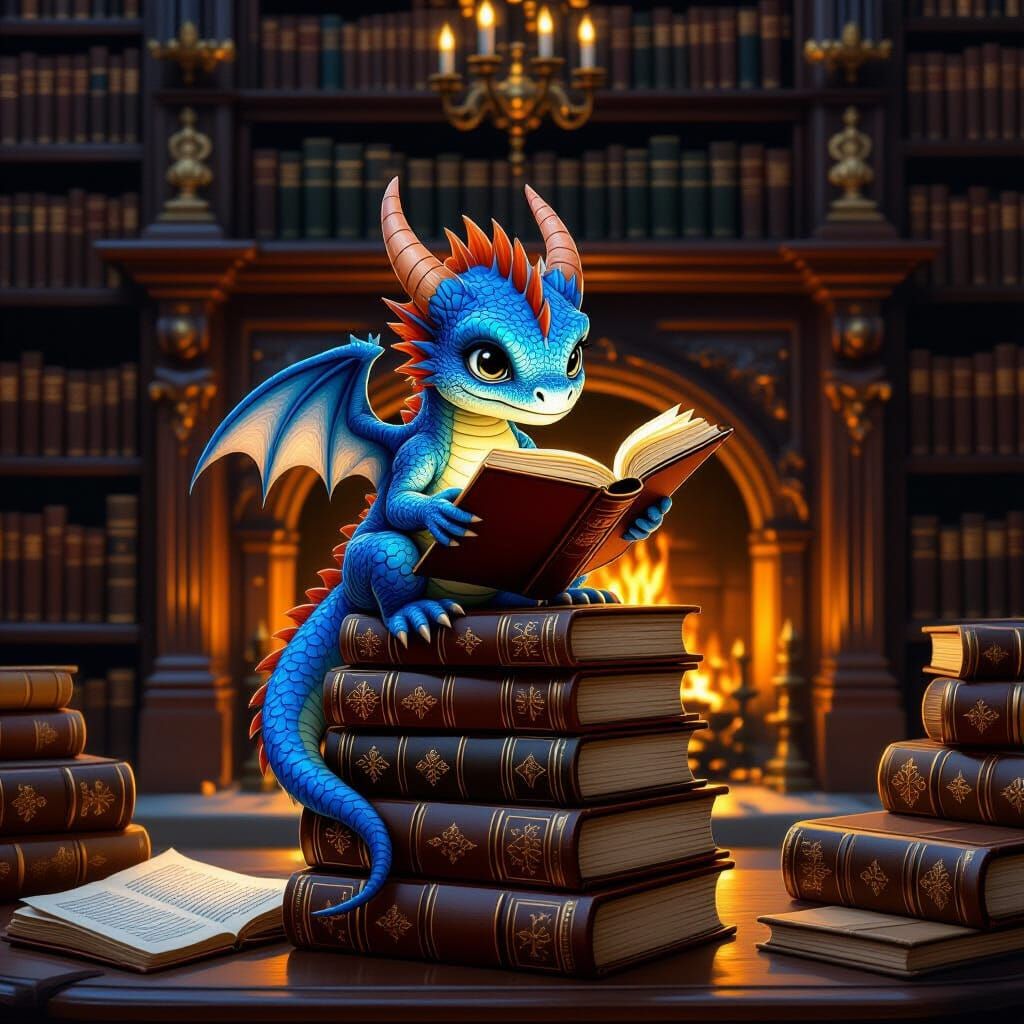 Sapphire Dragon Cub Studies Books in Grand Library