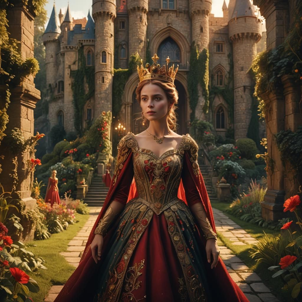 Queen and Princess in Lush Castle Garden: Matte Painting