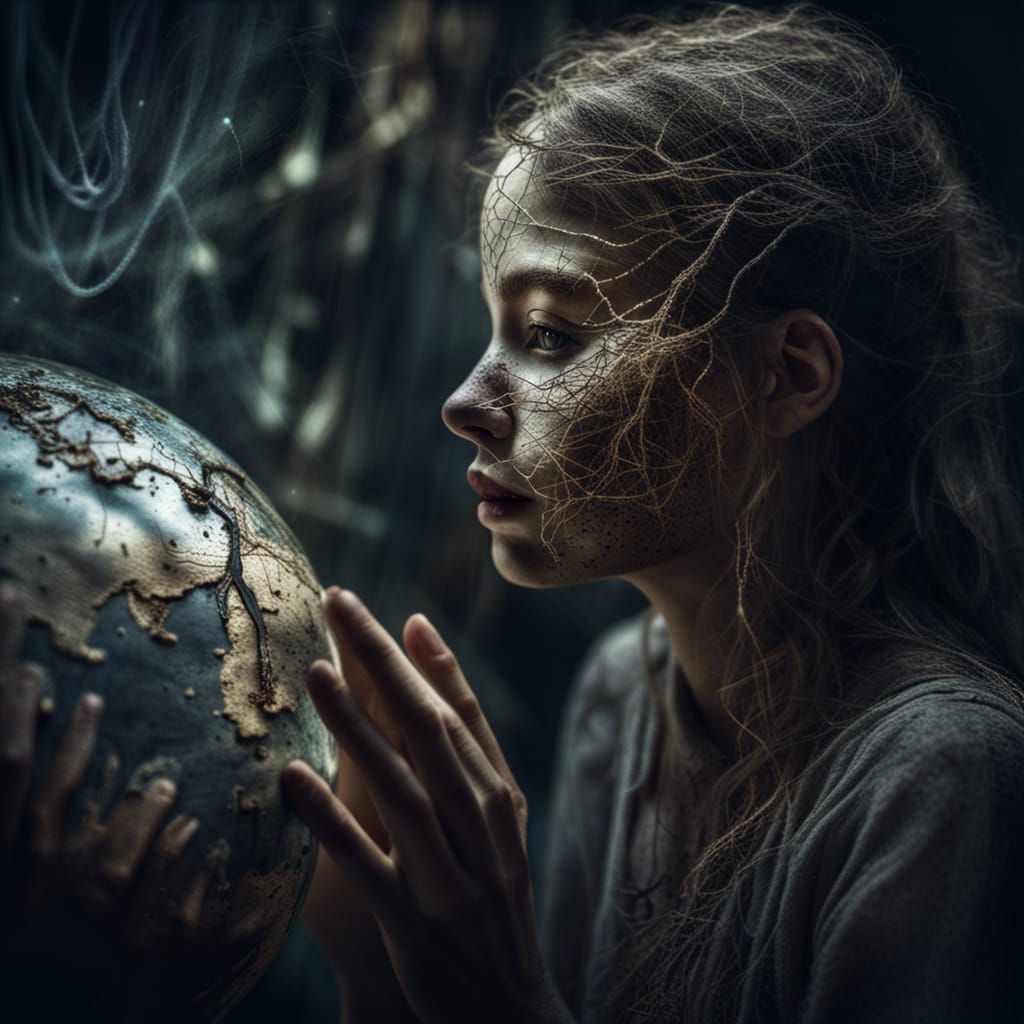 Creepy Girl's Wrong Reflection: Hyperrealistic Art