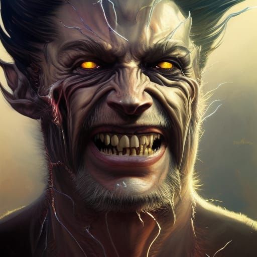 Demonic Alien Wolverine Portrait in Hyperdetailed Style