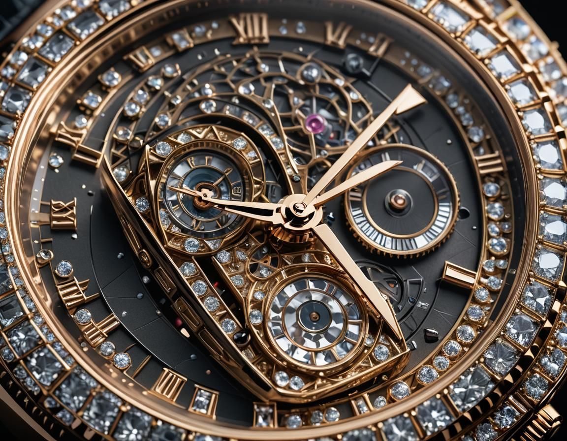 Diamond Rolex Watch in Detailed Matte Painting Style