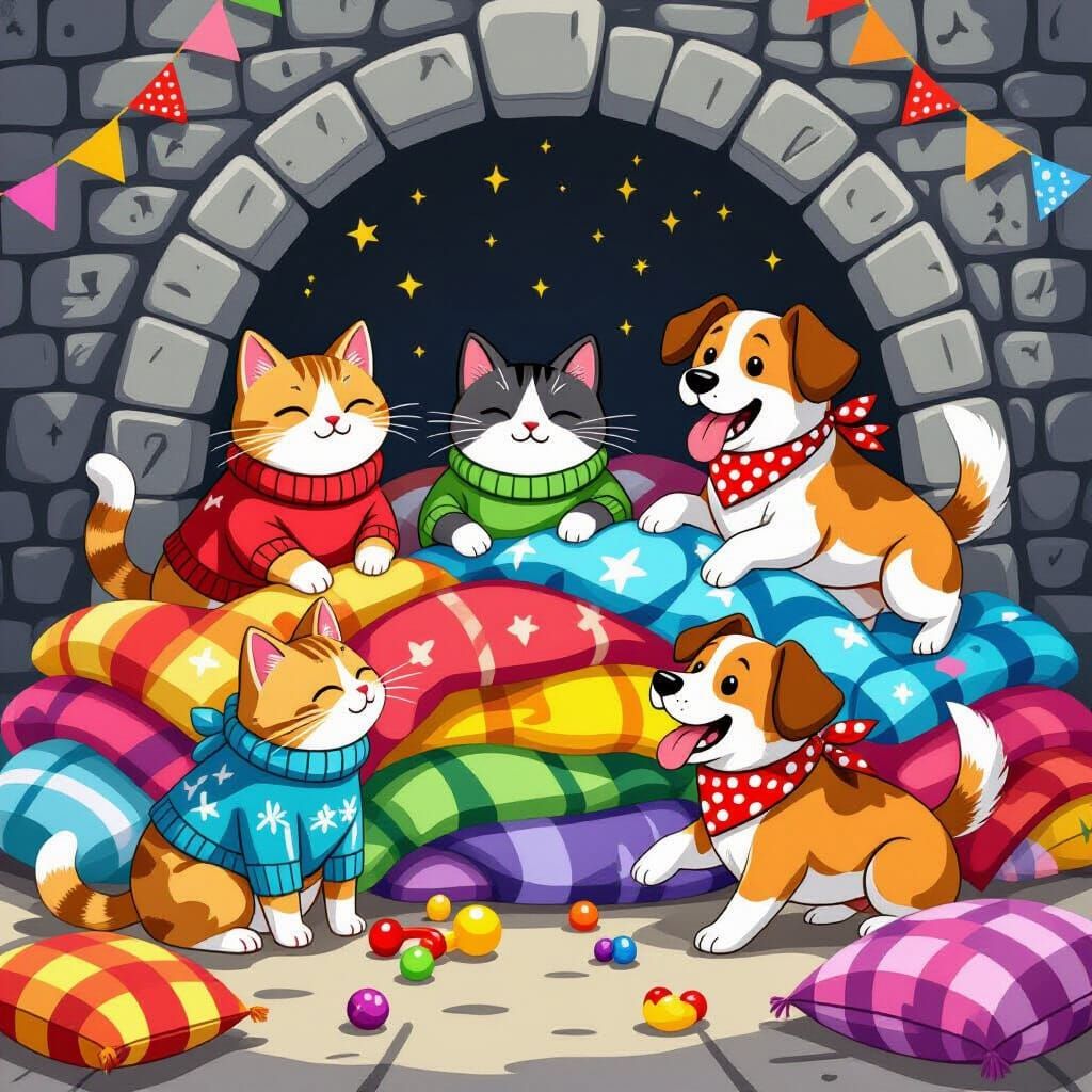 A living room turned battleground, cats defending a fortress...