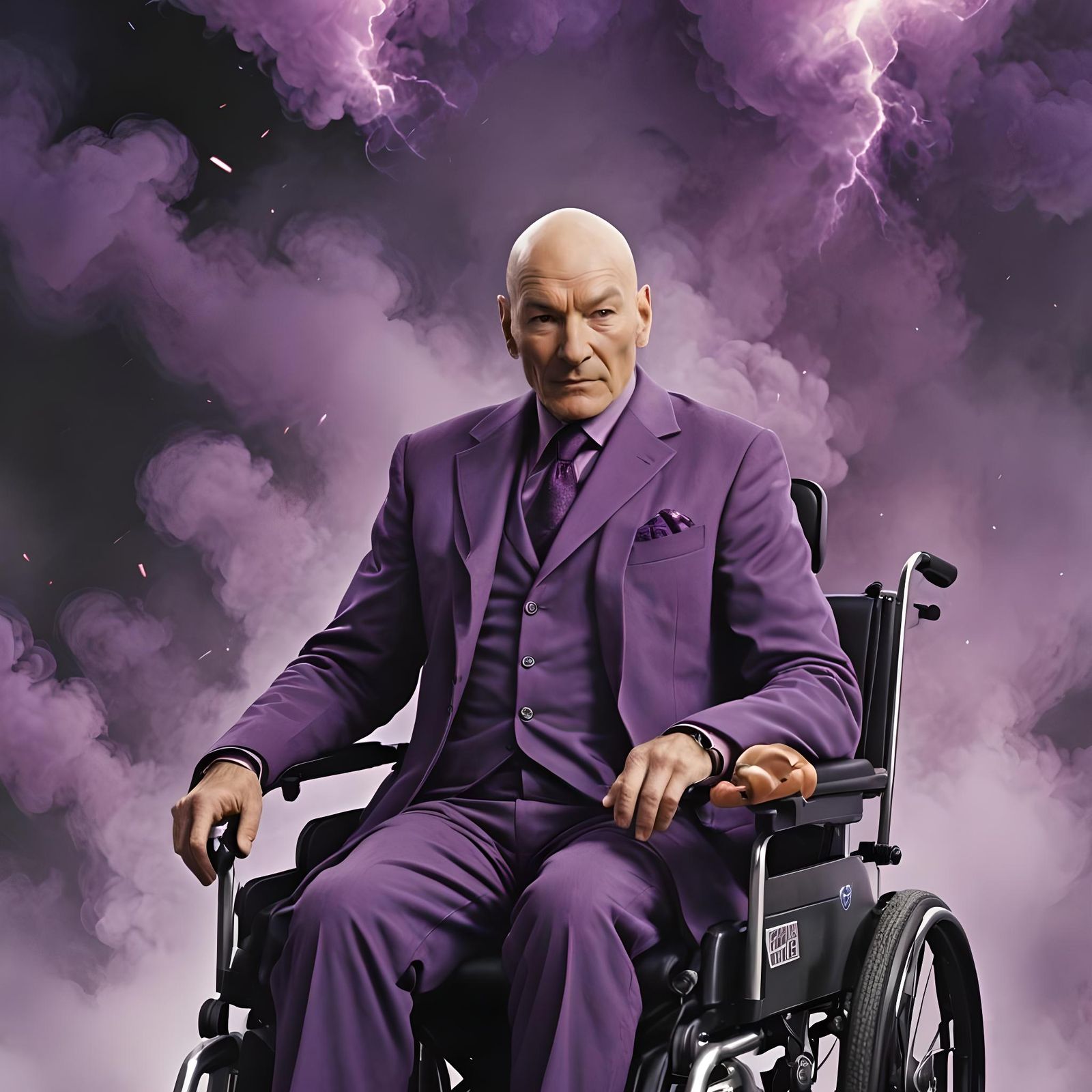 Purple Haze Cosmic Scene with Titanium Wheelchair