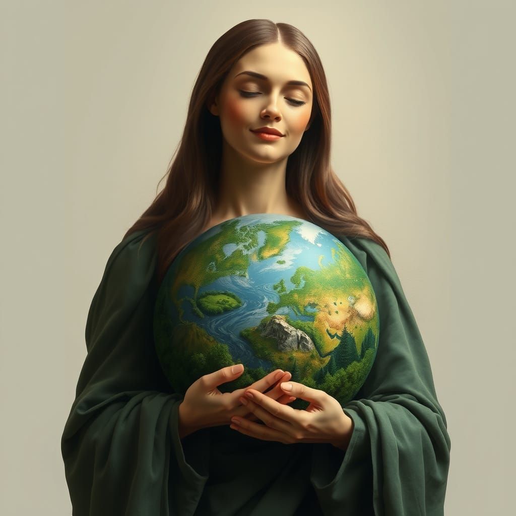 Serene Earth Mother: Renaissance-Style Portrait