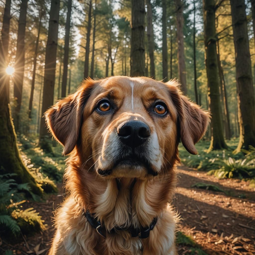 Loyal Dog Portrait in Golden Hour Light