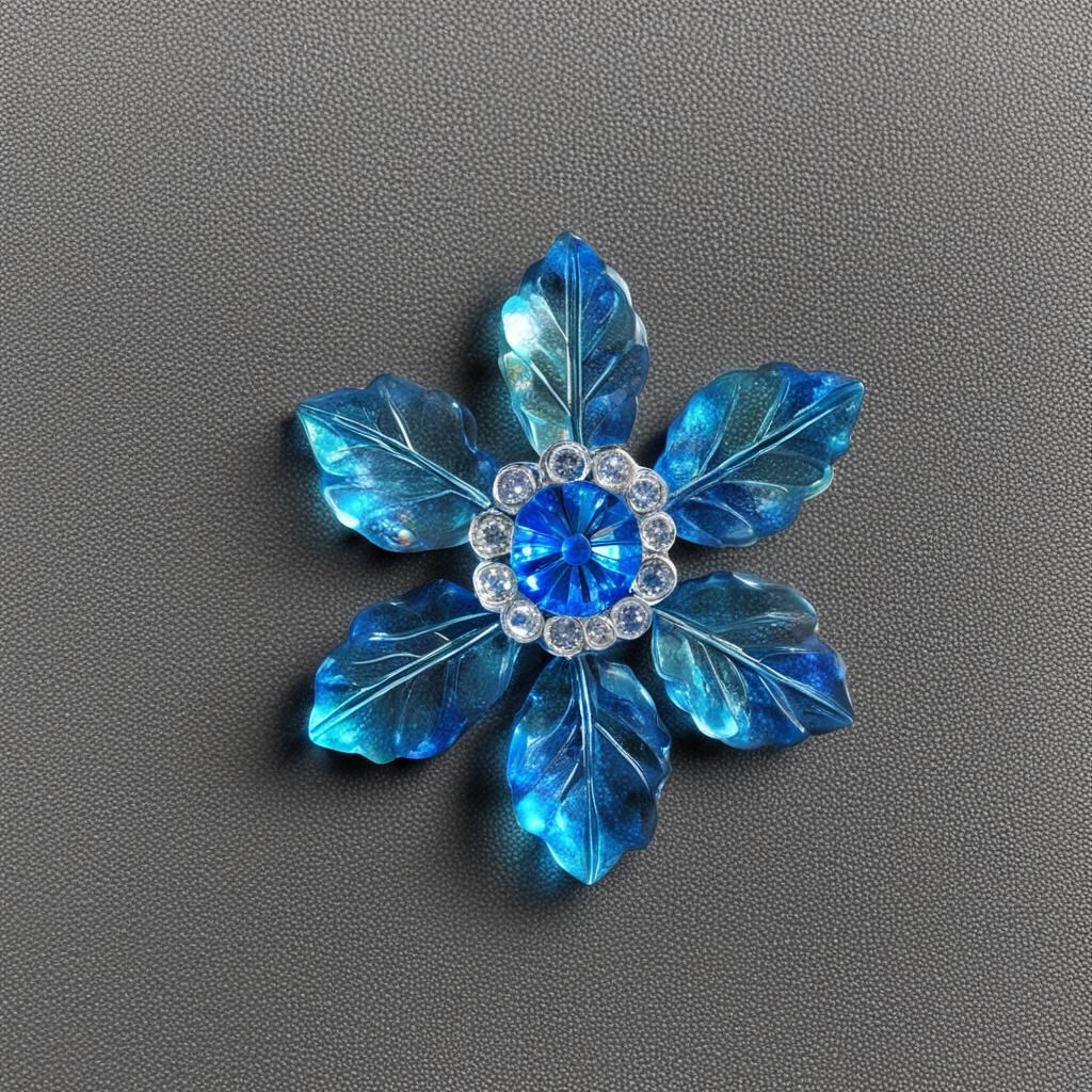 Glowing Crystal Flower with Blue Highlights