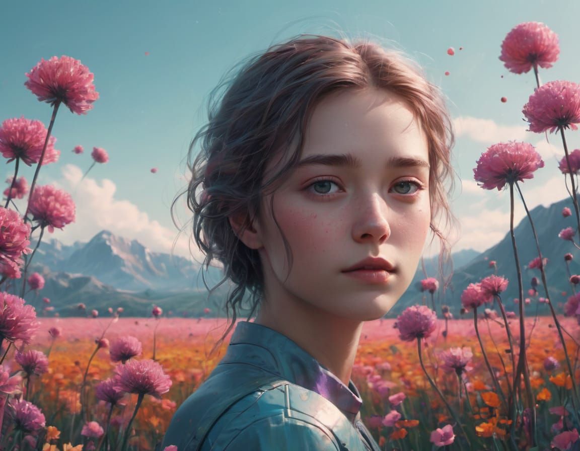 Dreamlike Field of Glowing Flowers in Soft Pastel Colors