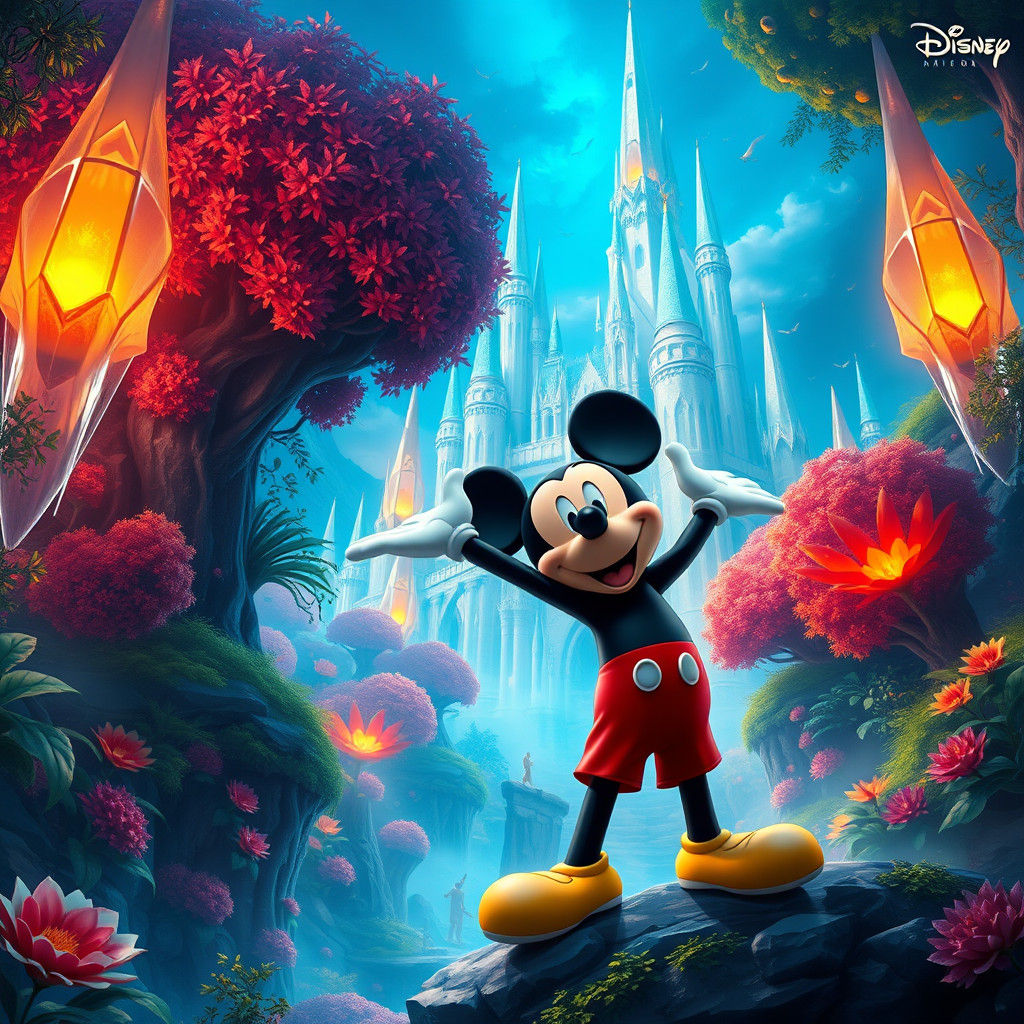 Mickey Mouse in a Dreamlike Fantasy World