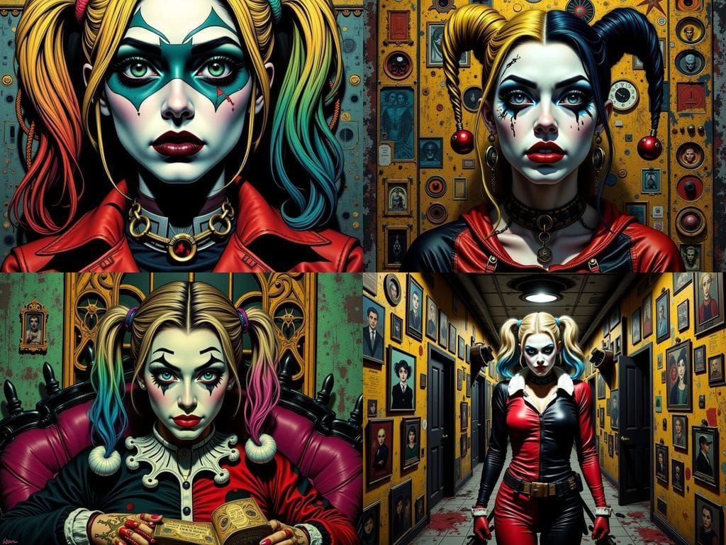 Cyberpunk Queen Harley Quinn in Abandoned Arkham Asylum