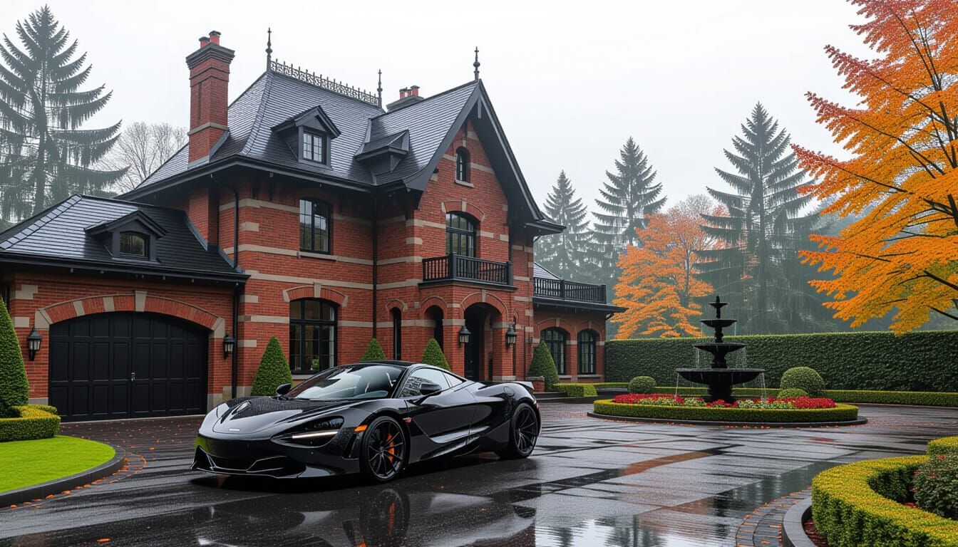 Victorian Chateau with McLaren in Misty Season