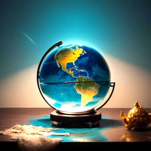 Globe Fish Tank on Diamond Bed: Cinematic Still