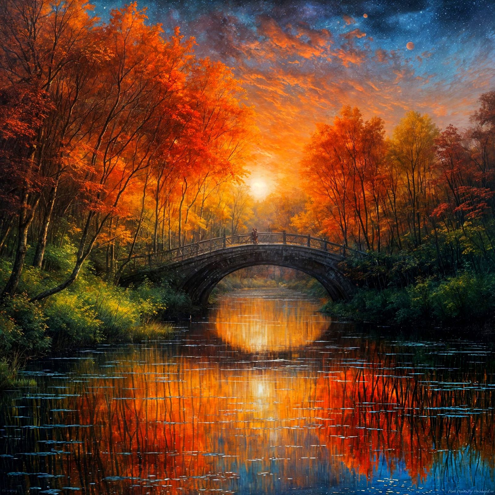 Bridge in honey-red place