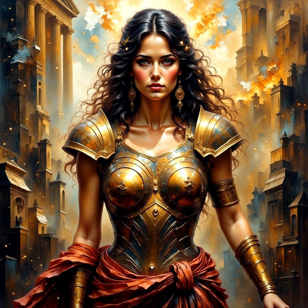 A Powerful Goddess in Neo-Expressionist Oil Painting