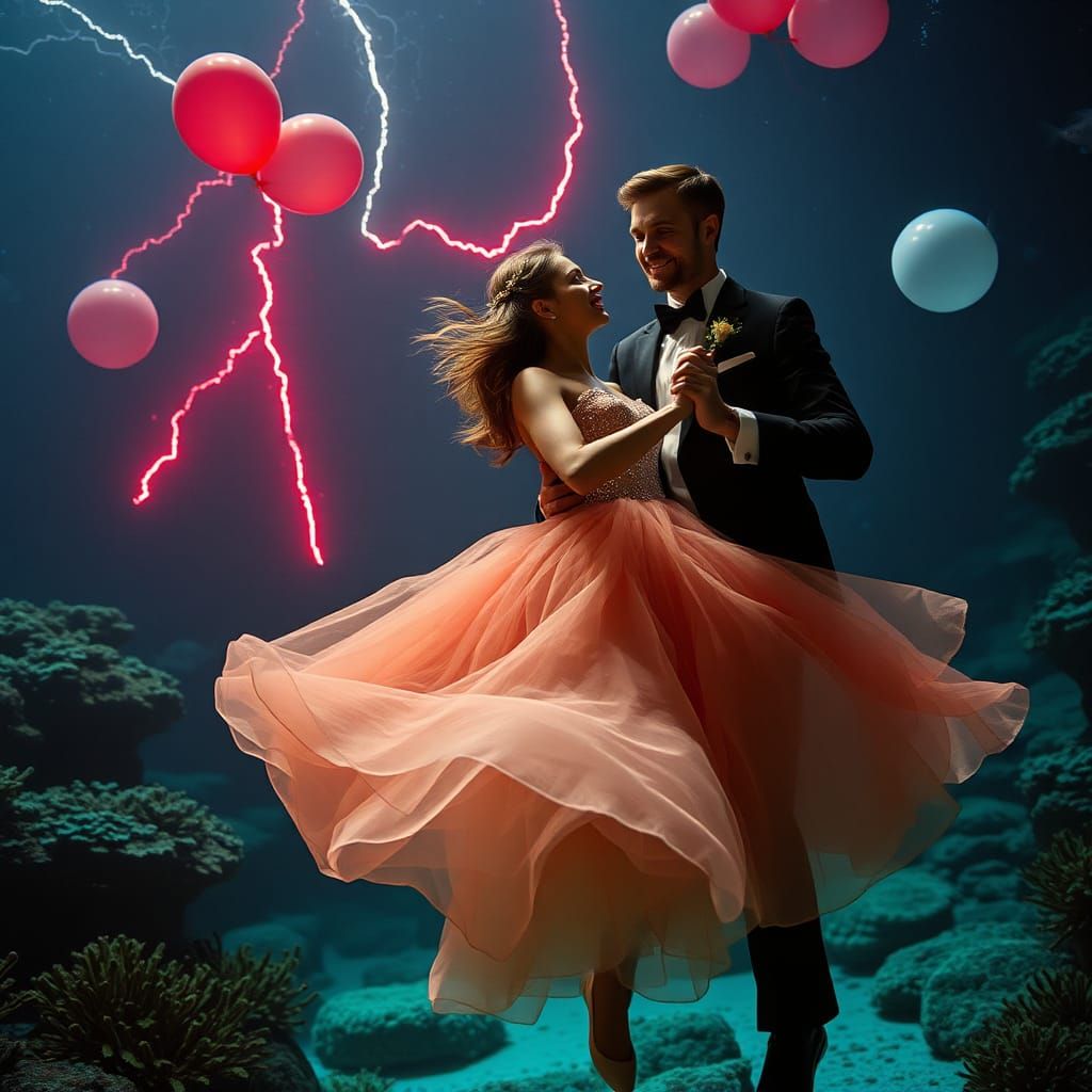 Underwater Prom Dance in a Cinematic Style