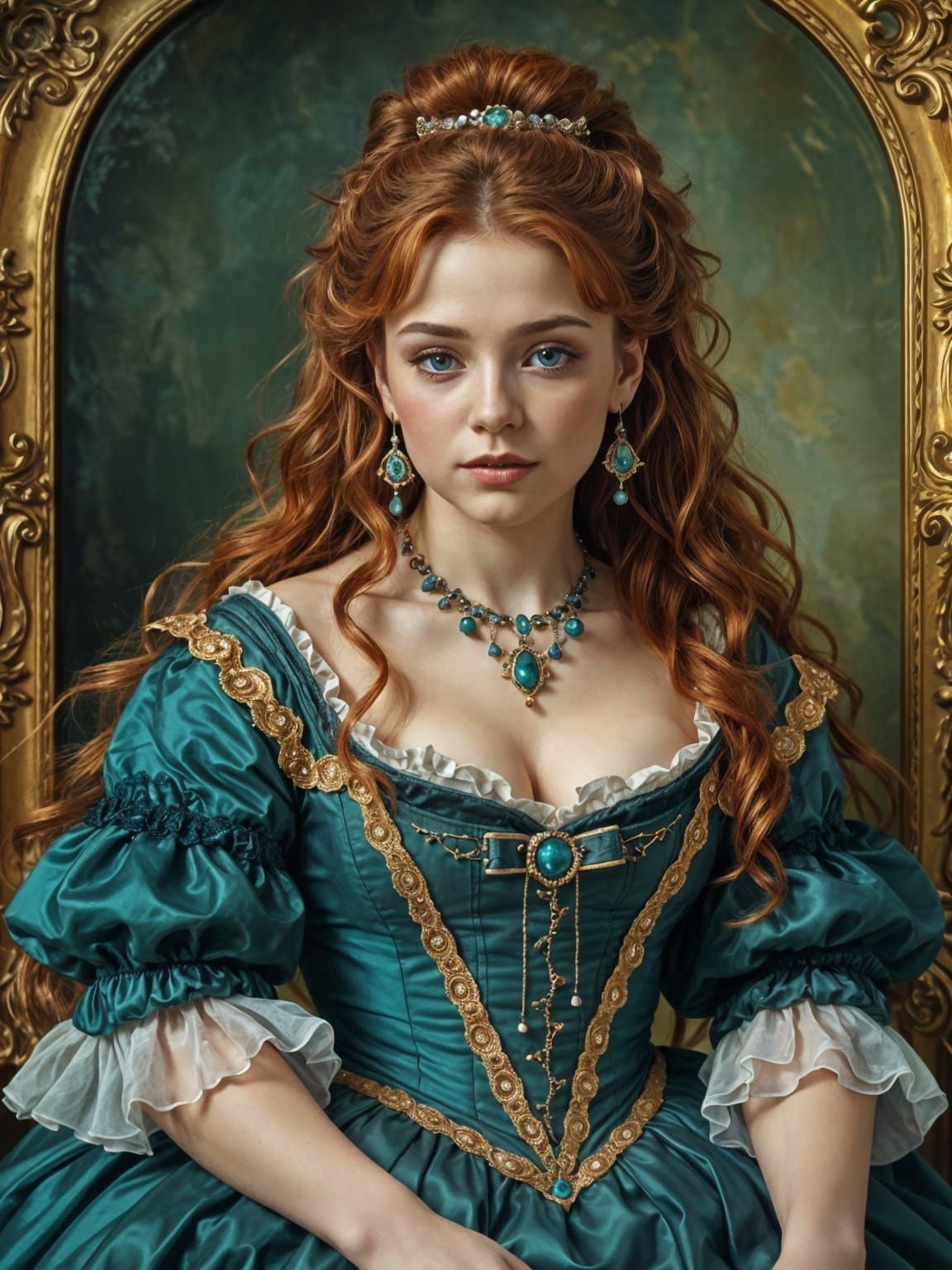 Professional Portrait of a Courtesan with Auburn Hair