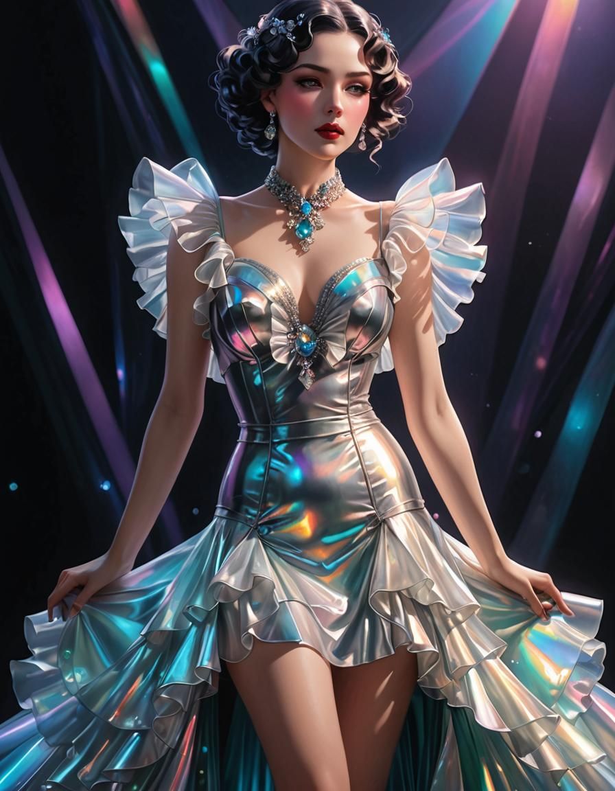 Iridescent 1930's Ladies Suit in Anime Concept Art