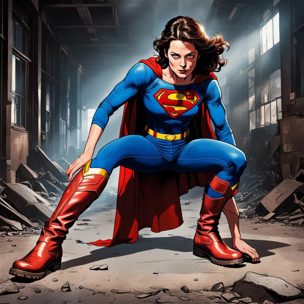 Lois Lane Triumphant Over Superman in Fantasy Portrait