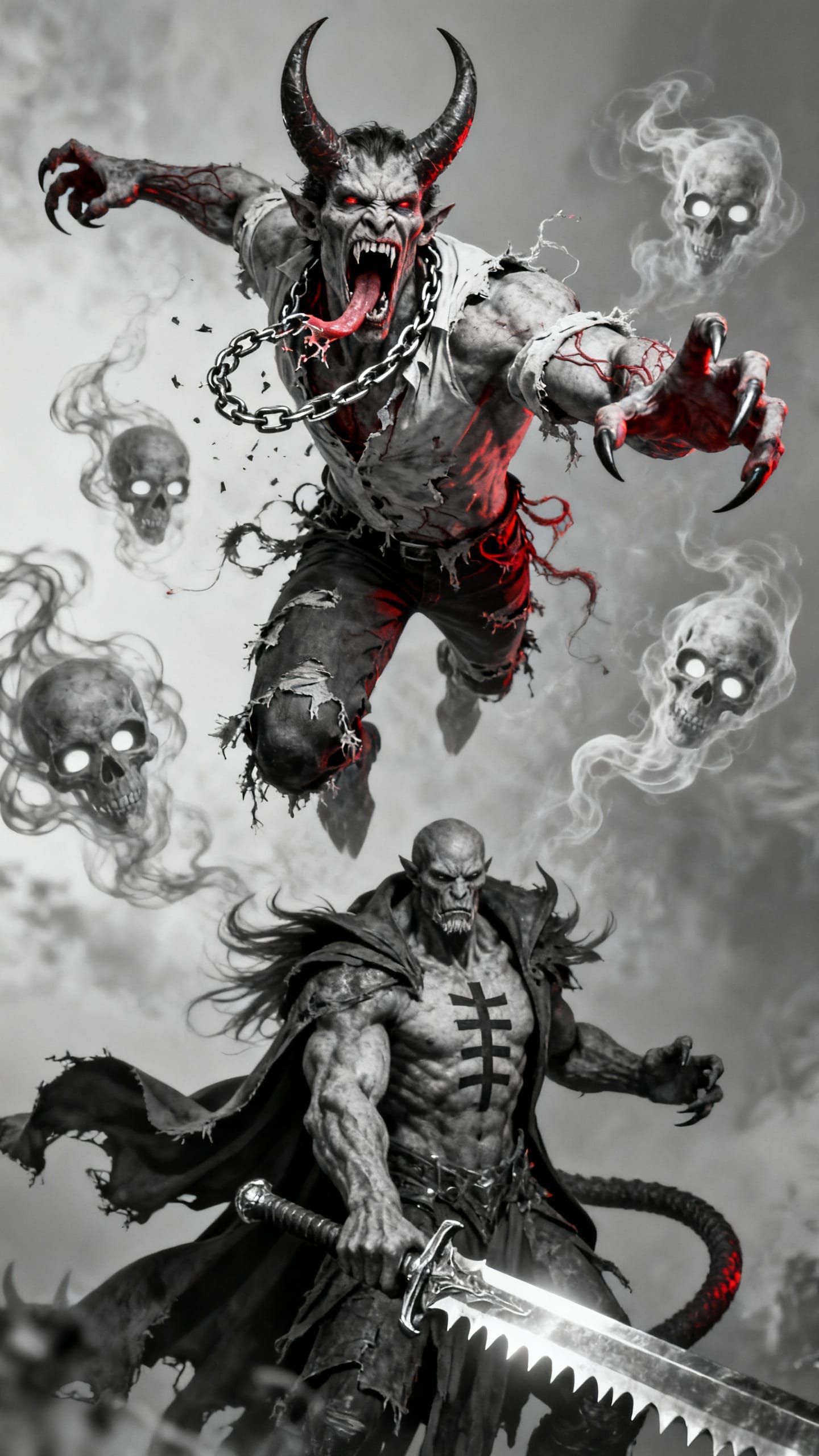 Demonic Clash of Fury in Hyperrealistic Style
