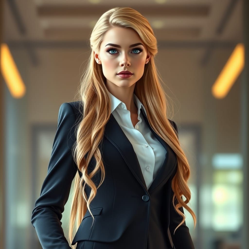 Confident Cinderella in Modern Business Attire