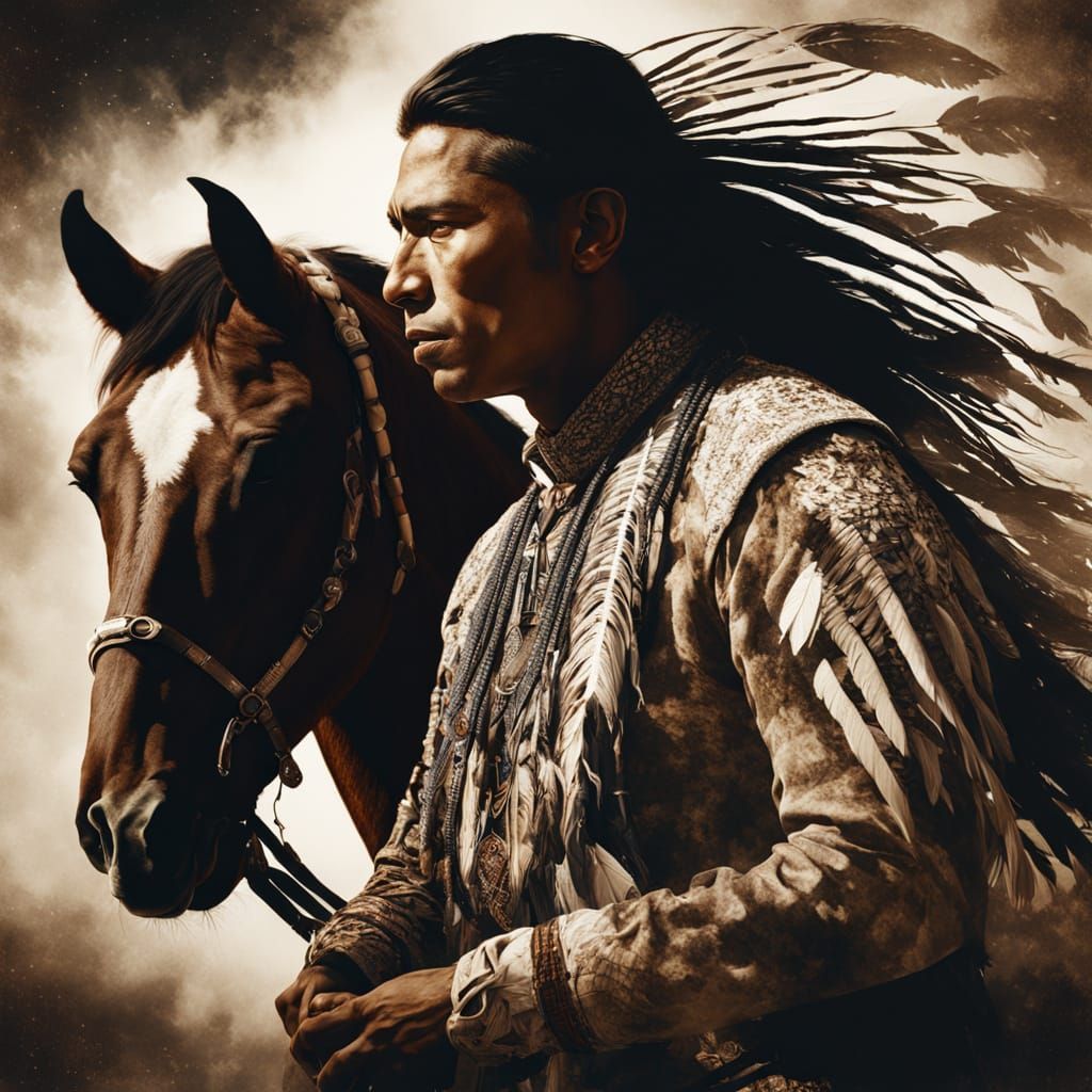 Double Exposure: Native American and Stallion