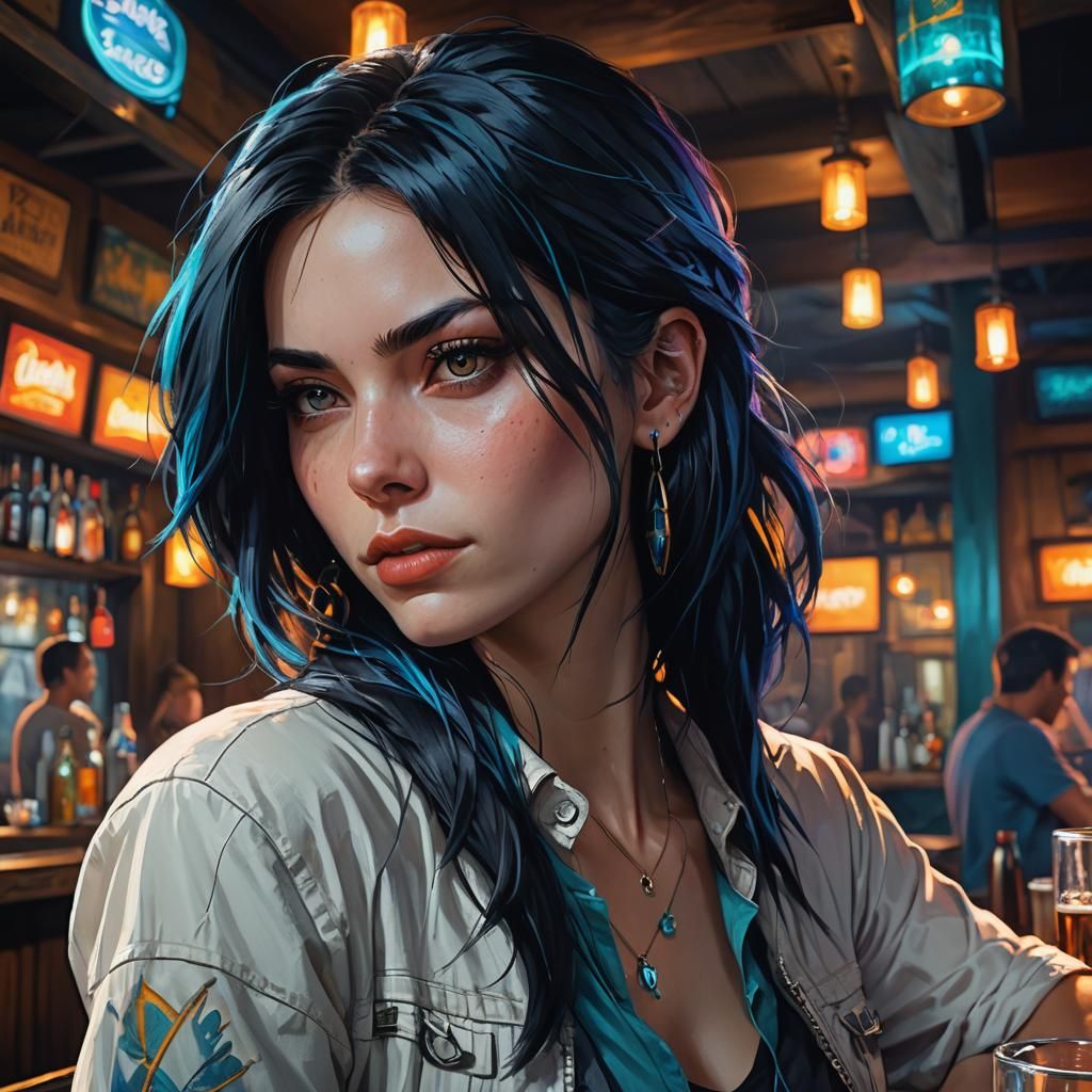 Alternative Girl Portrait in Dynamic Lighting