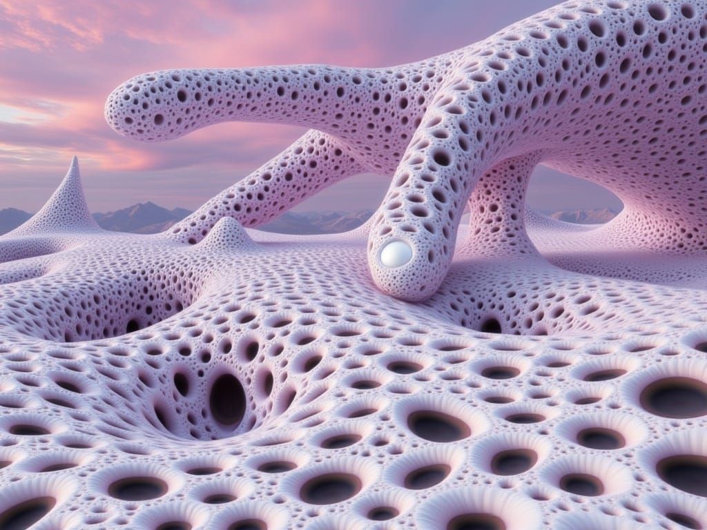 Surreal Snowscape with Lone Figure in Dreamlike Reality