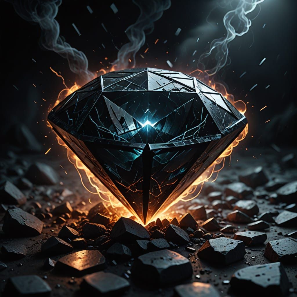 Dark Diamond Shrouded in Malevolent Energy and Black Lightni...