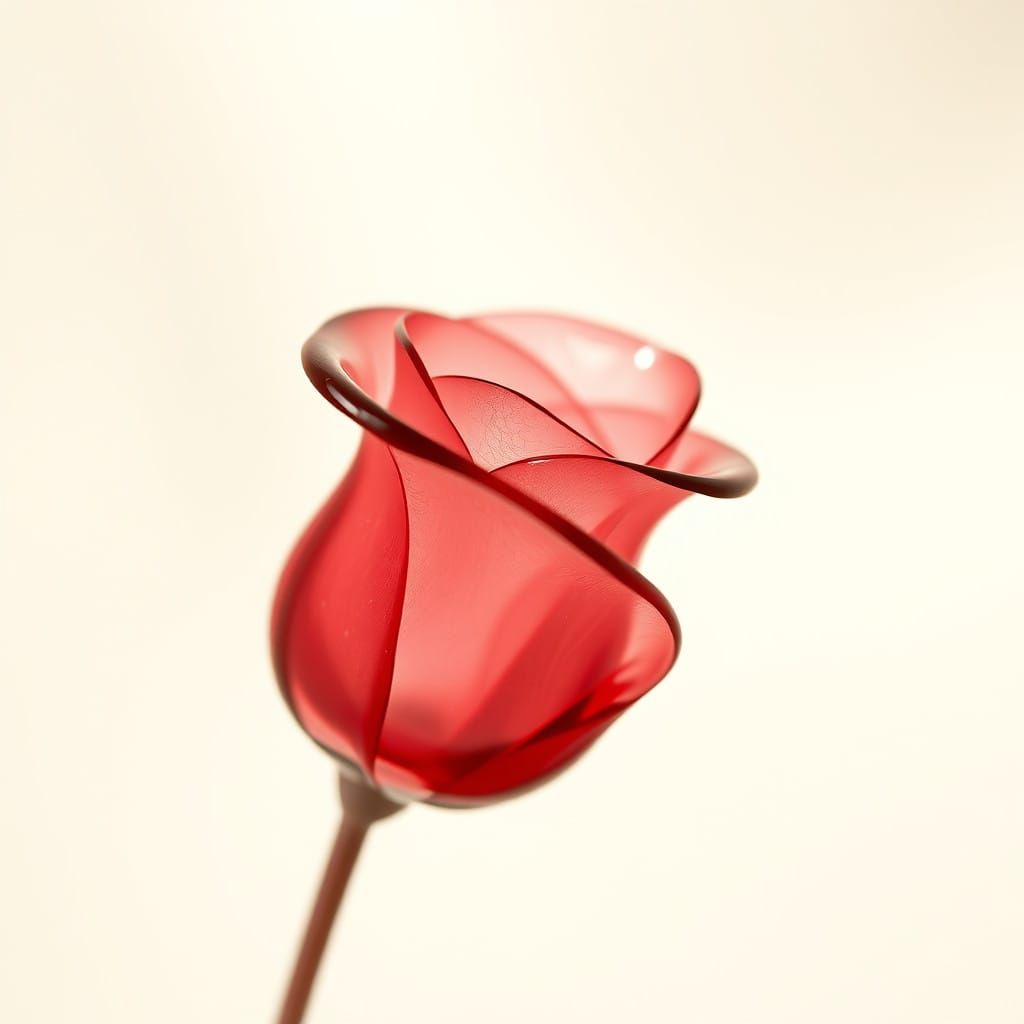 Crimson Glass Rose in Elegant Studio Setting