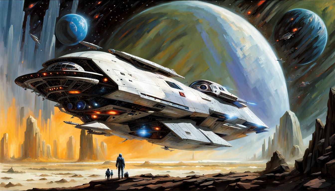 Retro Sci-Fi Starship Illustration